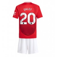 Camiseta Manchester United Diogo Dalot #20 Primera Equipación para niños 2024-25 manga corta (+ pantalones cortos)